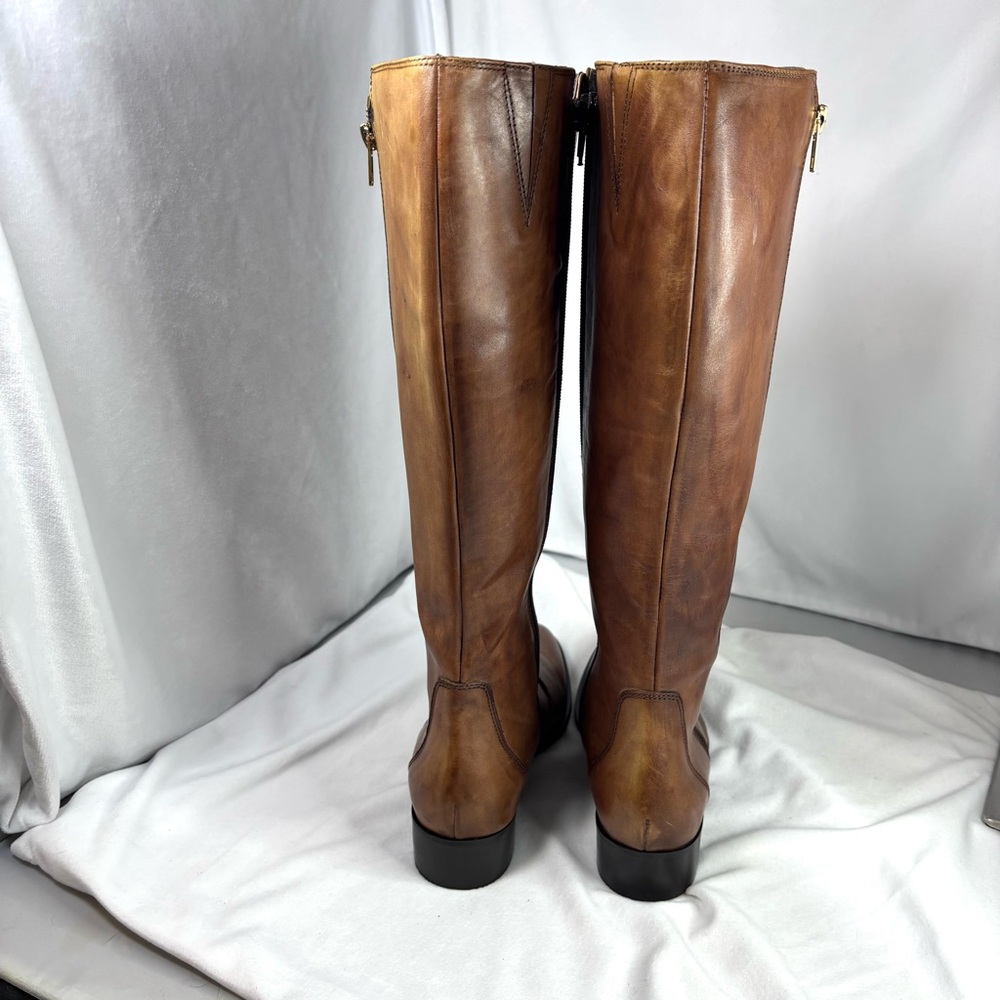 Garnet Hill Italian Leather Tall Rustic Congac Riding Boots - Women’s Size 7 EUC - Picture 5 of 12